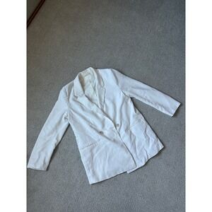 H&M‎ Double Breasted Blazer White Women Size Medium Lightweight Office Casual